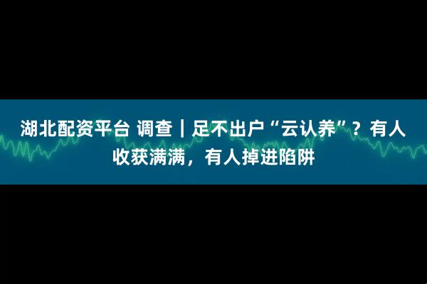 湖北配资平台 调查｜足不出户“云认养”？有人收获满满，有人掉进陷阱