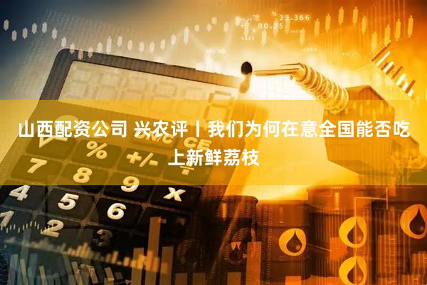 山西配资公司 兴农评丨我们为何在意全国能否吃上新鲜荔枝